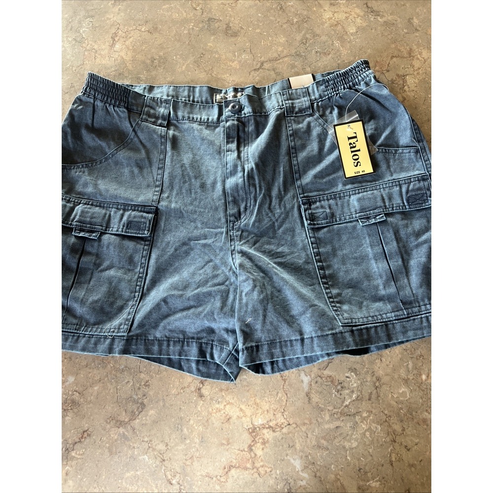 Talos Shorts Men's 40 Cargo Blue Side Elastic Waist